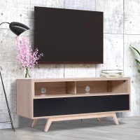 HOMCOM Stand TV Mobile Design Moderno 2 Ripaini da Soggiorno Rubberwood, MDF 120 x 40 x 50cm Rovere e Nero(m-2)