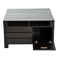 HOMCOM Tavolino da Salotto Design Moderno con Vani Portaoggetti in Legno MDF Noce 80 x 80 x 46.5cm(m-9)