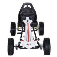 Homcom Go-Kart a Pedali per Bambini, Nero e Bianco(m-4)