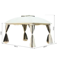 Outsunny Gazebo da Giardino 4 Pareti a Doppio Strato con Tetto Aperto Poliestere 300 x 365 x 275 cm Bianco(m-3)