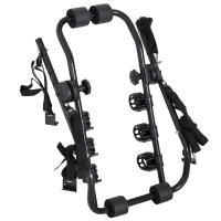 HOMCOM Portabici Posteriore per Auto Portata 3 Bici Pieghevole con 6 Corde Acciaio Portata 40kg(m-6)