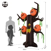 Homcom Gonfiabile per Halloween a Forma di Albero Infestato con Fantasmi e Zucche con Luci a Led 240cm(m-3)