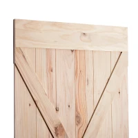 HOMCOM - Porta Scorrevole Barn Door Laccata DIY in Legno di Pino, 213 x 96.5 x 3.5cm, Naturale(m-8)
