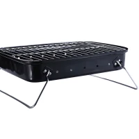 Outsunny Barbecue a Carbonella da Tavolo in Ferro Porcellana con Coperchio Nero(m-4)