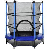 Homcom Trampolino Elastico con Rete di Sicurezza, Nero e Blu, Φ 140 x 158 cm(m-1)