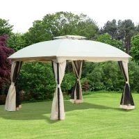 Outsunny Gazebo da Giardino 4 Pareti a Doppio Strato con Tetto Aperto Poliestere 300 x 365 x 275 cm Bianco(m-2)