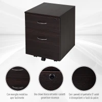 Vinsetto Cassettiera con 2 cassetti per Documenti A4 con Chiusura di Sicurezza Nero(m-6)