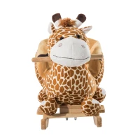 HomCom Cavallo a Dondolo in Legno Giraffa per Bambini, Caffè(m-5)