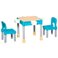 HOMCOM Set Tavolo Contenitore con 2 Sedie e 4 Scatole Portagiochi per Bambini(m-4)