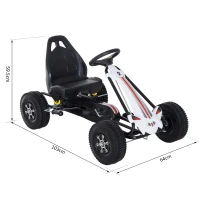 Homcom Go-Kart a Pedali per Bambini, Nero e Bianco(m-3)