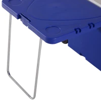 Outsunny Set Pic Nic Frigo 28L Tavolino Pieghevole Sedie con Rotelle Acciaio e PP Blu(m-13)
