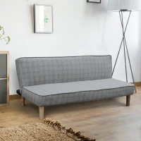 HOMCOM Divano Letto 3 Posti Reclinabile in Tessuto di Lino, 177 x 70 x 69cm(m-2)