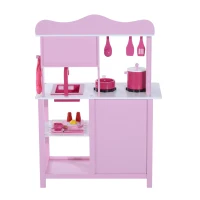 Homcom Cucina Giocattolo per Bambini in Legno Rosa 60 x 30 x 84.5cm(m-6)