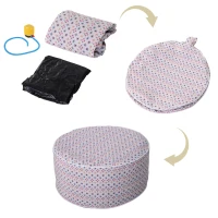 Ousunny Pouf Gonfiabile per Esterni e Interni Cuscino Poggiapiedi Sfoderabile Accessori Inclusa Φ53 x 25 cm(m-5)
