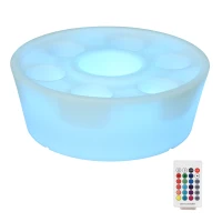 Outsunny Portabicchieri Luminoso con Luci LED Colorate e Telecomando (Max. 5m), 7 Vani (Bottiglia/Bicchieri), Ф42x15cm(m-1)