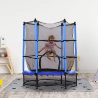 Homcom Trampolino Elastico con Rete di Sicurezza, Nero e Blu, Φ 140 x 158 cm(m-2)