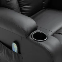 HOMCOM Poltrona Massaggiante Riscaldante Reclinabile in Similpelle Nera con 8 Punti di Massaggio e Telecomando, 90x93x103cm(m-9)