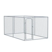 PawHut Kennel per Cani da Esterno in Metallo Galvanizzato e Porta con Blocco, Recinto per Animali 400x230x182cm Argento(m-1)