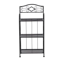 HOMCOM Portafiori Scaffale Pieghevole con 3 Ripiani per Balcone Giardino in Ferro Verniciato, Nero, 48 x28 x 101.5 cm(m-4)