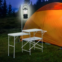 Outsunny Tavolo da Picnic Campeggio con Tavolino Pieghevole Portatile 3 Posti in Lega d'Alluminio 154,5 x 40,5 x 82cm Argento(m-12)