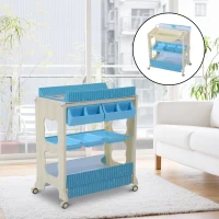 HOMCOM Fasciatoio con Vaschetta e Vani Portaoggetti in Plastica Atossica 81 x 53 x 102cm, Rosa/Blu (Blu)(m-2)