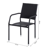 Outsunny Set di 4 Sedie da Pranzo Moderno Giardino Poli Rattan 57 × 64 × 89cm Marrone(m-3)