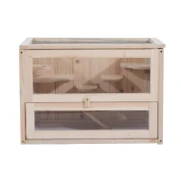 Pawhut Gabbia per Criceti e Piccoli Roditori in Legno di Abete 60x35x42cm(m-4)