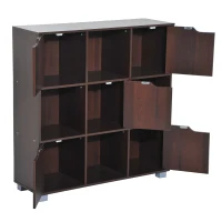 HOMCOM Libreria Design Classico da Terra con 9 Scompartimenti Legno Massello 89.5 × 30 × 93cm Marrone(m-5)