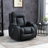 HOMCOM Poltrona Massaggiante Riscaldante Reclinabile in Similpelle Nera con 8 Punti di Massaggio e Telecomando, 90x93x103cm(m-2)