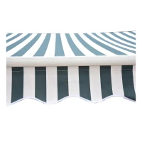Outsunny Tenda da Sole Avvolgibile Manuale a Parete a Righe, Verde e bianco, 2.5x2m(m-6)