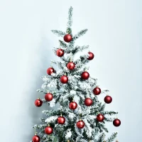HOMCOM Albero di Natale Artificiale Alto 180 cm Effetto Neve Con 472 Punte per le Decorazioni Natalizie(m-7)