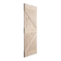 HOMCOM - Porta Scorrevole Barn Door in Legno di Pino Laccatura DIY, 213 x 96.5 x 3.5cm, Naturale(m-8)