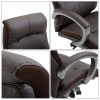 HOMCOM Poltrona Sedia Direzionale da Ufficio Regolabile e Girevole in Similpelle 62 × 78 × 103.5-111cm Marrone(m-10)