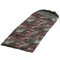 Outsunny Sacco a Pelo Singolo 210x75cm Impermeabile per Campeggio con Borsa da Viaggio, Temperatura: 15-20℃, Mimetico(m-1)