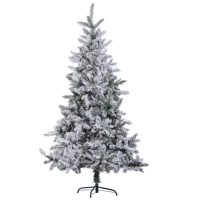 HOMCOM Albero di Natale Artificiale Alto 180 cm Effetto Neve Con 472 Punte per le Decorazioni Natalizie(m-4)