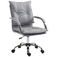 Vinsetto Poltrona Sedia da Ufficio Design Moderno Altezza Regolabile Imbottita, Pelle PU Cotone PP, Grigio, 64 x 57 x 91-101 cm(m-1)