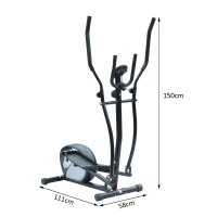 Homcom – Cyclette Ellittica Magnetica Professionale in Acciaio con Display, 111 x 58 x 150cm Nero(m-3)