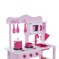 Homcom Cucina Giocattolo per Bambini in Legno Rosa 60 x 30 x 84.5cm(m-7)