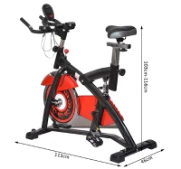 HOMCOM Spin Bici Bicicletta Bike Indoor Allenamento Aerobico Ciclo Home Fitness Palestra In Casa Con Display a LED Rosso(m-3)