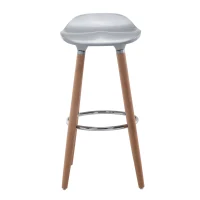 HOMCOM Sgabello Alto da Bar in Legno con Poggiapiedi, Argento e Legno, 38 x 38 x 80cm(m-4)