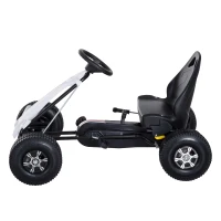 Homcom Go-Kart a Pedali per Bambini, Nero e Bianco(m-6)
