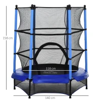 Homcom Trampolino Elastico con Rete di Sicurezza, Nero e Blu, Φ 140 x 158 cm(m-3)