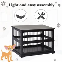 PawHut Elegante Recinto per Cani di Taglia Medio-piccola (Max. 30kg), Gabbia in MDF e Rete Metallica, 55 x 90 x 60 cm(m-8)