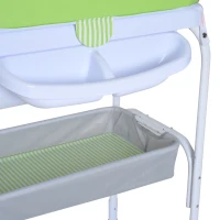 HOMCOM Fasciatoio Bambini con Vaschetta Bagnetto Portatile con Portaoggetti in Plastica Verde 81x53x102cm(m-8)