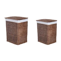 HOMCOM Set di Contenitori Portaoggetti in Vimini 5 Pezzi con Fodera Rimovibile e Lavabile(m-7)