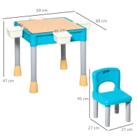 HOMCOM Set Tavolo Contenitore con 2 Sedie e 4 Scatole Portagiochi per Bambini(m-3)