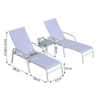 Outsunny Set Mobili da Giardino 5pz 2 Sedie a Sdraio con 2 Poggiapiedi, Tavolino in Textilene, Crema(m-3)
