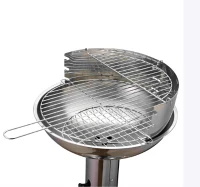 Homcom, 01-0565, Barbecue in acciaio inox con base a colonna e piastra rotonda(m-3)