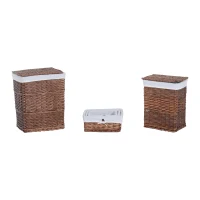 HOMCOM Set di Contenitori Portaoggetti in Vimini 5 Pezzi con Fodera Rimovibile e Lavabile(m-1)