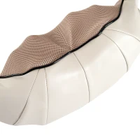 HOMCOM Massaggiatore Elettrico Ergonomico 8 Nodi 2 Direzioni 3 Livelli di Velocità Funzione di Riscaldamento Ecopelle, Maglia Beige, Grigio 120×35×15cm(m-9)